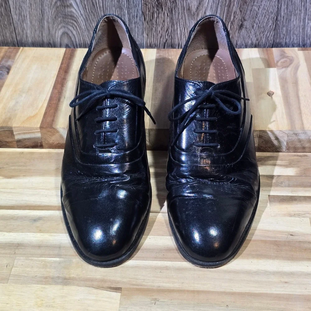 STACY ADAMS Mens Black Leather‎ Oxford Dress Shoes Lace Up 12W Wide